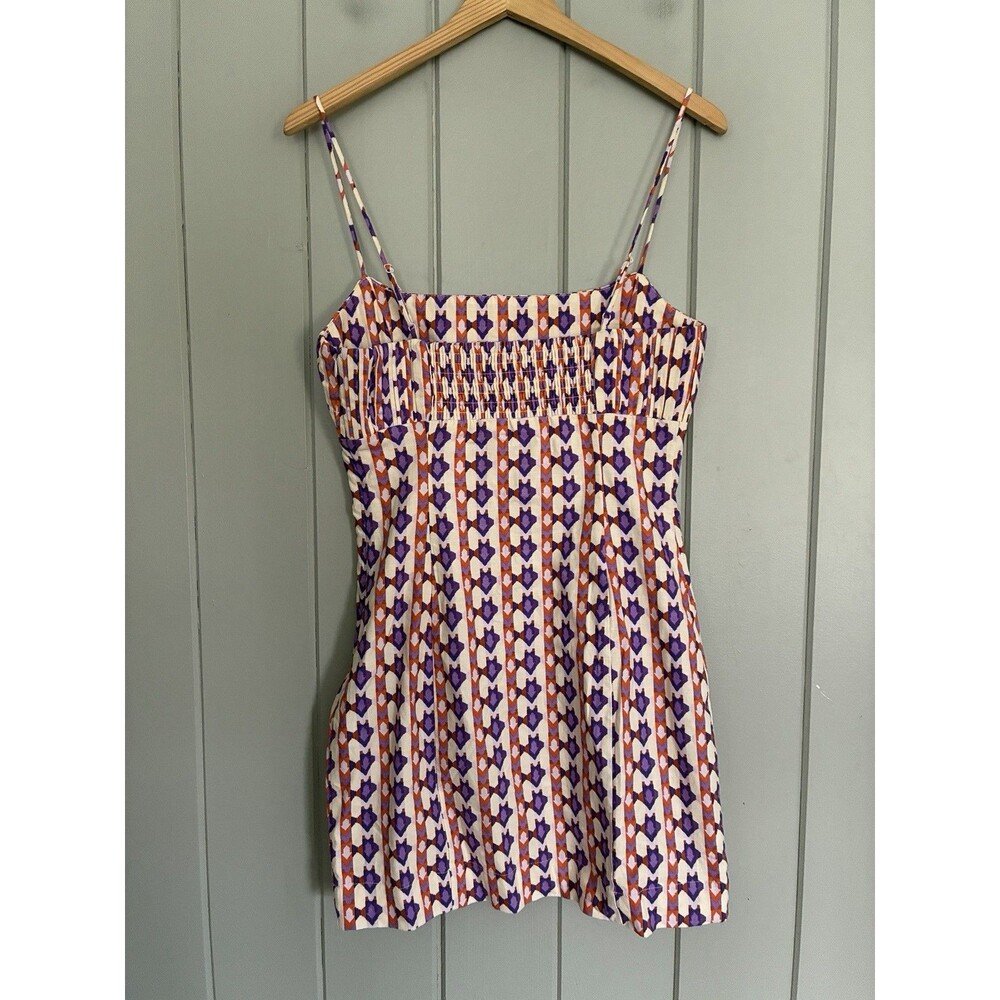 NWT Anthropologie Maeve The Ophelia Sleeveless Linen Mini Dress 4 Purple Orange - Picture 4 of 8